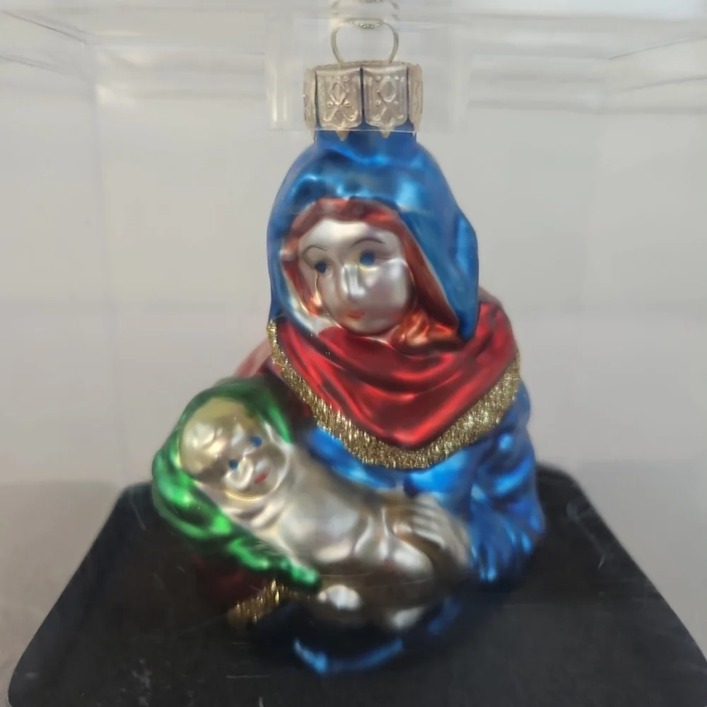 GKI Bethleham Madonna and Child Ornament Blown Glass Christmas Xmas Holiday